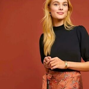 Maeve Noveau Mock Neck Puff Sleeve Blouse Size 4